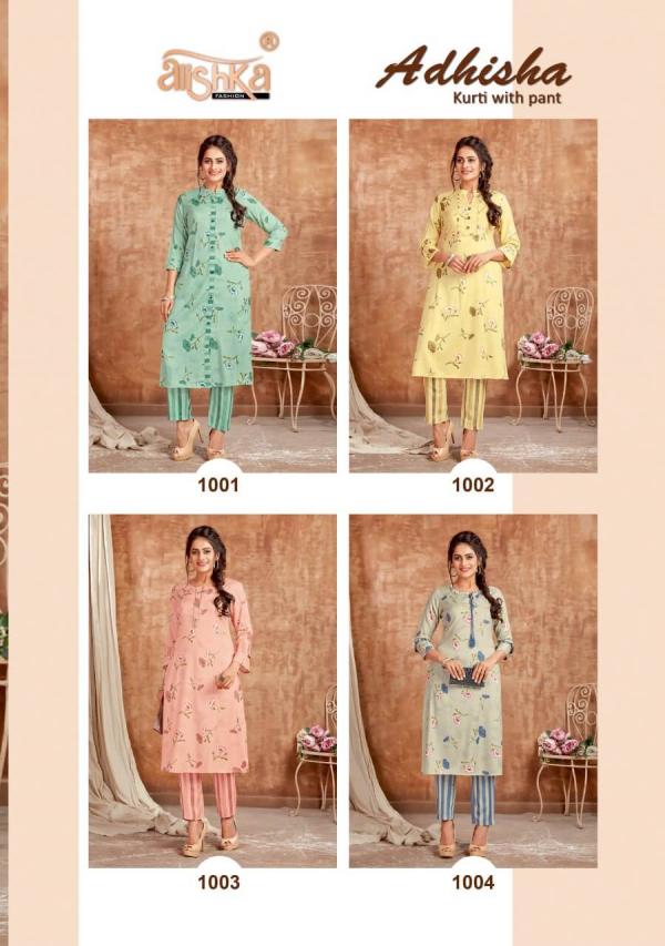 Alishka Adhisha Rayon Fancy Kurti With Pant Catalogue 